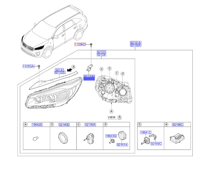 راکت پایه نگهدارنده چراغ جلو سمت راست کیا سورنتو 92142c5000 Hyundai/KIA Genuine Parts – MOBIS
