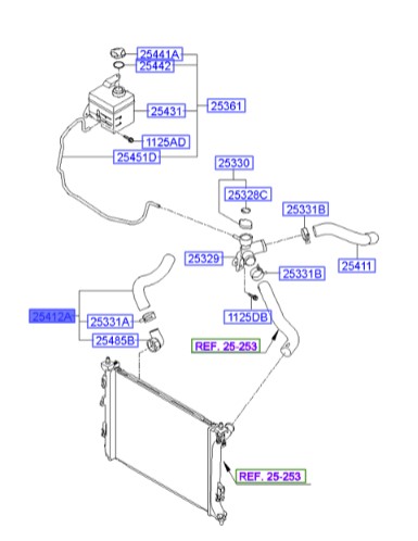 شلنگ پایین رادیاتور هیوندای  Hyundai/KIA Genuine Parts – MOBIS  I20  254121J100