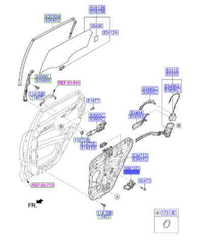 موتور شیشه بالابر عقب راست توسان  Hyundai/KIA Genuine Parts – MOBIS  83460D3000 
