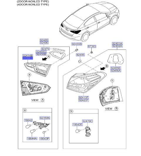 چراغ خطر عقب چپ سراتو 2014 (بدون لامپ) | Hyundai/KIA Genuine Parts – MOBIS | سراتو YD مدل 2014 تا 2018 92430A7010 