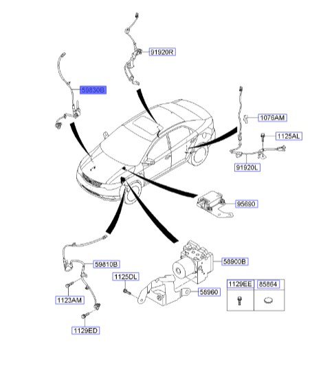 سنسور ای بی اس سراتو 2010 | سنسور ای بی اس جلو راست | Genuine Parts | سراتو – سراتو کوپه  598301M000