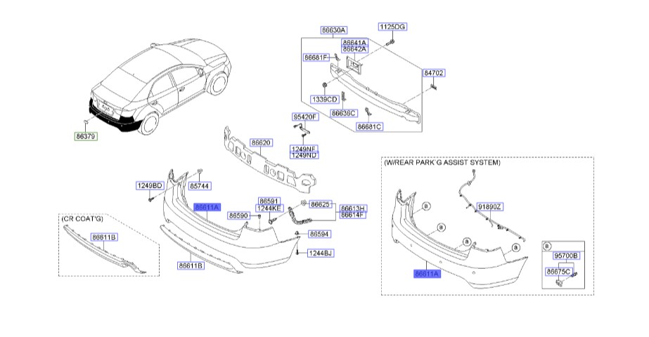 سپر عقب کیا سراتو ۲۰۱۰ | Hyundai/KIA Genuine Parts | سراتو TD مدل ۲۰۱۰ سایپایی و وارداتی   866111M010