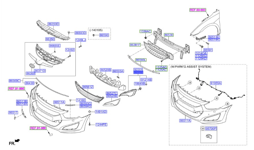 پرژکتور راست Hyundai/KIA Genuine Parts – MOBIS  I40  922023Z000