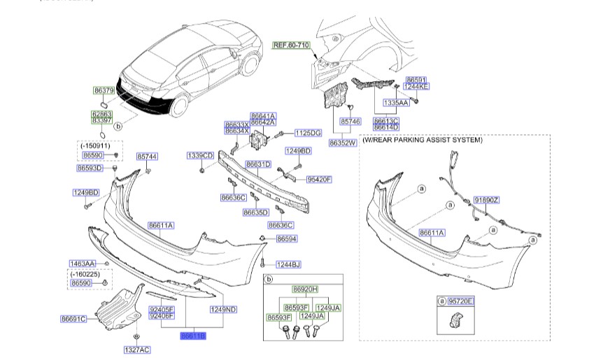 تکه پایینی سپر عقب سراتو ۲۰۱۴ | Hyundai/KIA Genuine Parts | سراتو YD مدل ۲۰۱۴ تا ۲۰۱۸ 86695A7010 