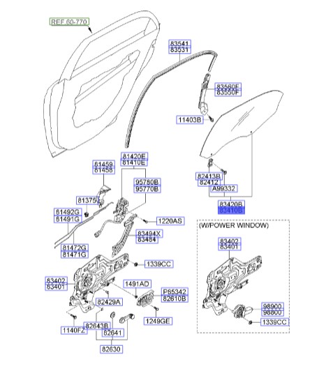 شیشه در عقب چپ سراتو 2008 | Hyundai/KIA Genuine Parts | سراتو LD مدل 2007 تا 2009 - 834102F011