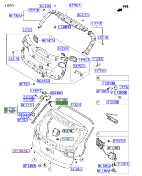 نوار درب عقب راست سانتافه Hyundai/KIA Genuine Parts – MOBIS  831402W600 