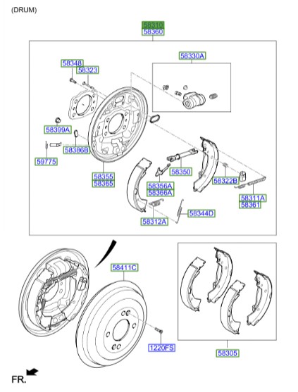سیلندر ترمز عقب چپ النترا  Hyundai/KIA Genuine Parts – MOBIS   583103X000