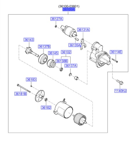 استارت کرمان موتور  Hyundai/KIA Genuine Parts – MOBIS   i20  3610003851