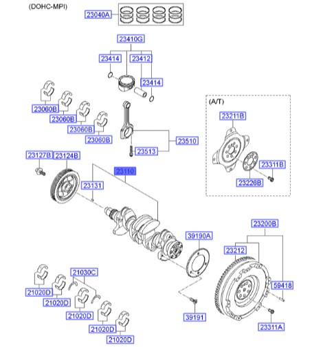 میل لنگ هیوندای النترا  Hyundai/KIA Genuine Parts – MOBIS  231102E201