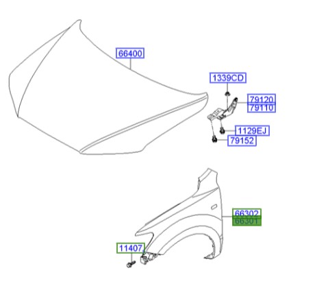 گلگیر جلو چپ هیوندای سانتافه Hyundai/KIA Genuine Parts – MOBIS    663102B500