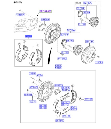 لنت ترمز دستی | لنت ترمز پارک | کفشک ترمز دستی | Hyundai/KIA Genuine Parts – MOBIS | 583501MA00