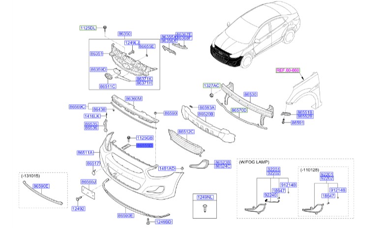 کشویی سپر جلو چپ هیوندای اکسنت  Hyundai/KIA Genuine Parts – MOBIS  865551R000