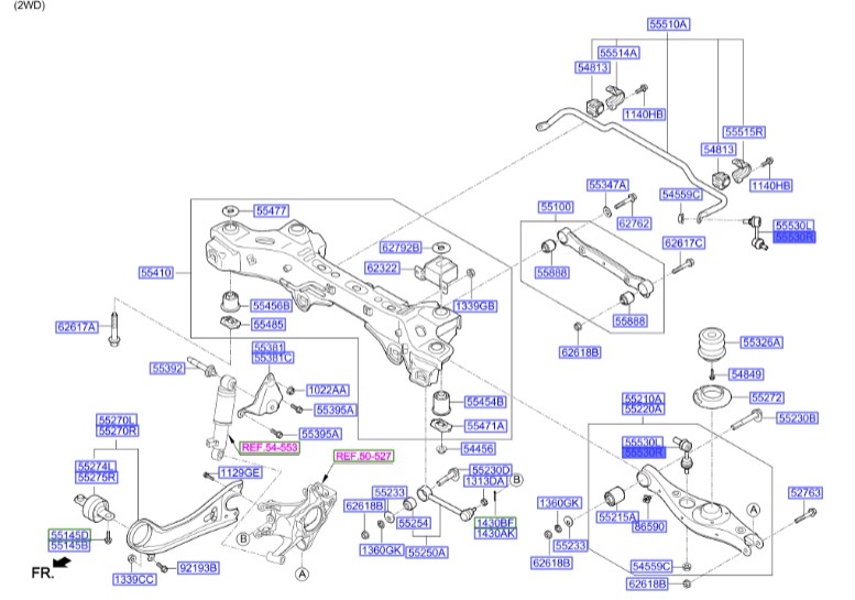 سیبک موجگیر عقب راست سانتافه  Hyundai/KIA Genuine Parts – MOBIS     555402W110 