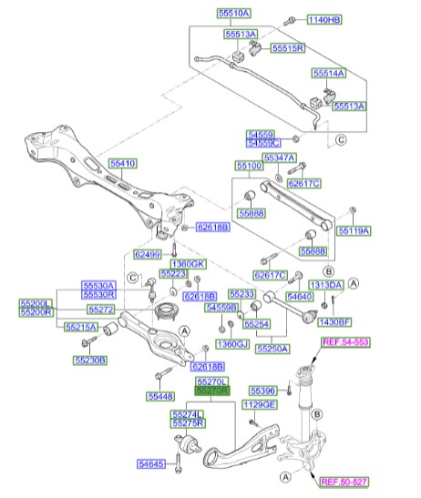 طبق  عقب پایین راست Hyundai/KIA Genuine Parts – MOBIS   IX35 552803W050