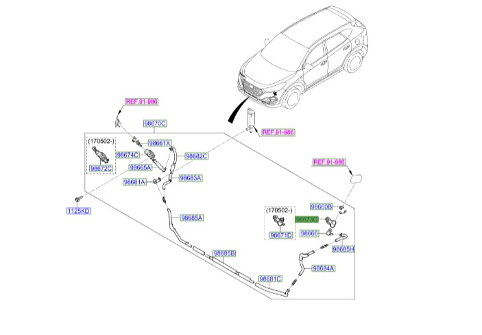 پایه تلسکوپی چراغ شور چپ توسان | 98673D3000 | Hyundai/KIA Genuine Parts – MOBIS