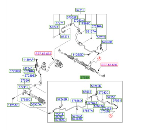 شلنگ هیدرولیک اصلی سوناتا  Hyundai/KIA Genuine Parts – MOBIS   575603K000 