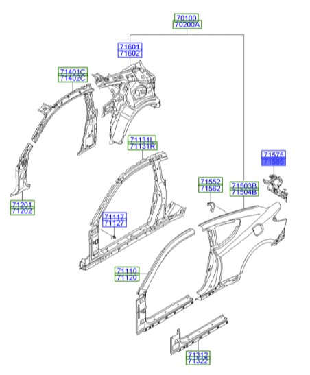 سینی عقب پشت خطر راست جنسیس_کوپه  Hyundai/KIA Genuine Parts – MOBIS  691412M000