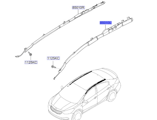 ایربگ سقف سمت چپ | Hyundai/KIA Genuine Parts – Mobis | سراتو YD مدل 2014 تا 2018  85010A7000