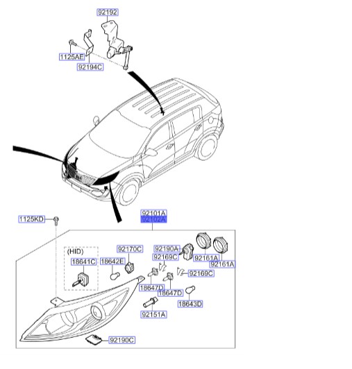 چراغ جلو راست اسپورتیج 2012 | Hyundai/KIA Genuine Parts | اسپورتیج SL مدل 2010 تا 2016