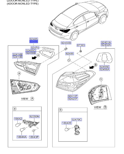 چراغ خطر عقب داخلی راست سراتو 2015 | Hyundai/KIA Genuine Parts | سراتو YD مدل 2014 تا 2018   92404A7310