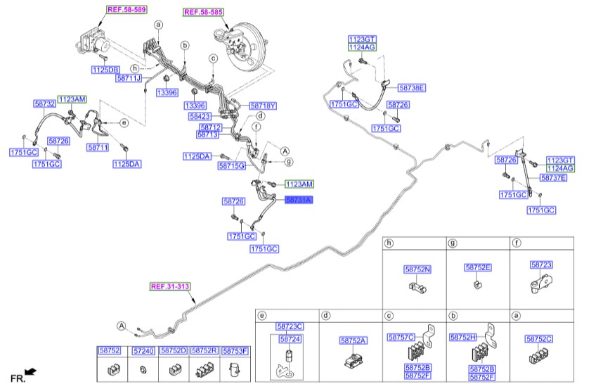 شلنگ ترمز چرخ جلو چپ توسان  Hyundai/KIA Genuine Parts – MOBIS   58731D3000