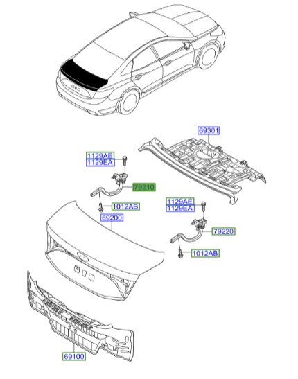 لولا درب صندوق چپ آزرا  Hyundai/KIA Genuine Parts – MOBIS  792103V000