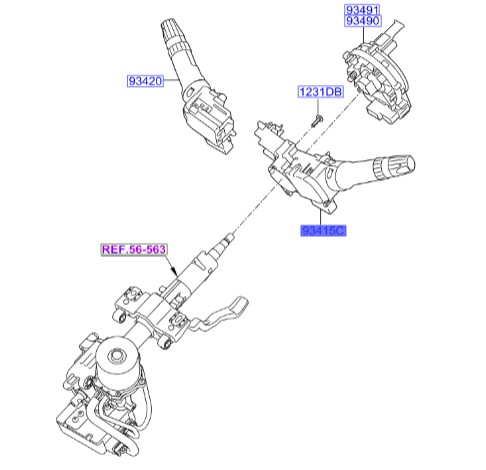 دسته راهنما هیوندای سراتو  Hyundai/KIA Genuine Parts – MOBIS  934101M630