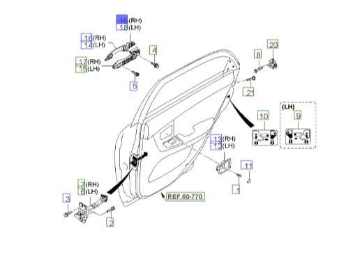 شستی دستگیره در عقب | Hyundai/KIA Genuine Parts – Mobis | 836802F011