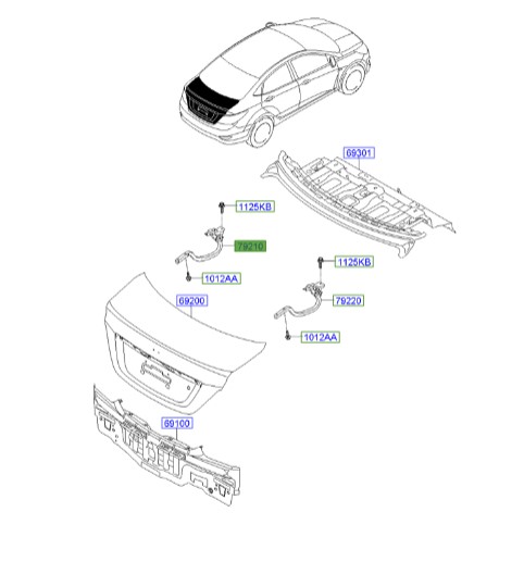 لولا درب صندوق چپ هیوندای اکسنت Hyundai/KIA Genuine Parts – MOBIS  792101R000