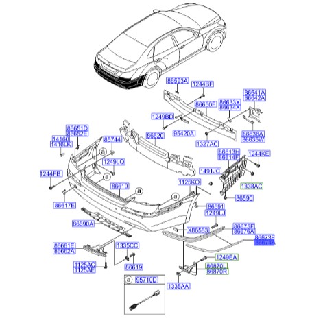 زه سپر عقب راست سنتینیال  Hyundai/KIA Genuine Parts – MOBIS   866743N000
