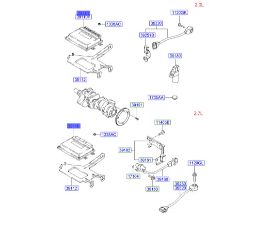 ECU موتور | ای سی یو توسان | کامپیوتر موتور توسان |  Hyundai Genuine Parts | 3910837210