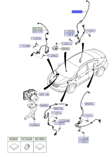 سنسور ای بی اس سراتو | سنسور ای بی اس عقب راست | Genuine Parts : MOBIS | سراتو YD 59930A7000