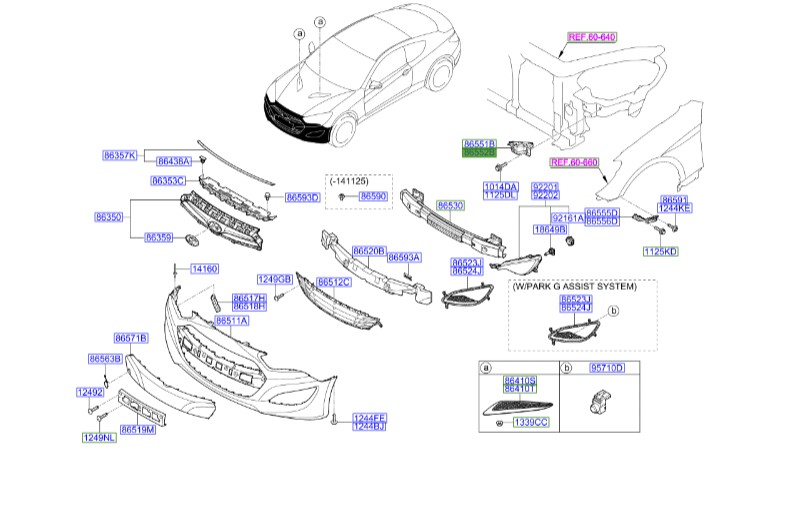 دیاق سپر جلو بالا راست جنسیس_کوپه  Hyundai/KIA Genuine Parts – MOBIS   865842M300 