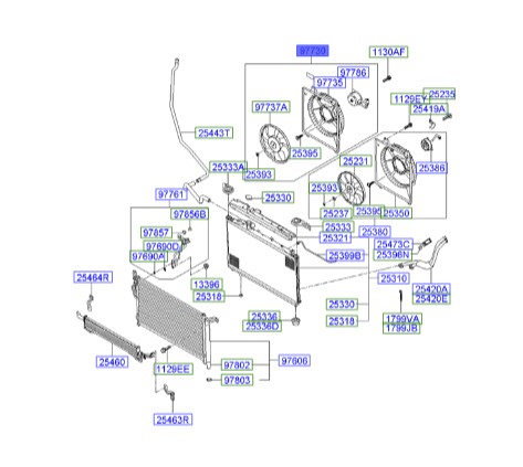 فن کولر  سانتافه Hyundai/KIA Genuine Parts – MOBIS  977302B000 
