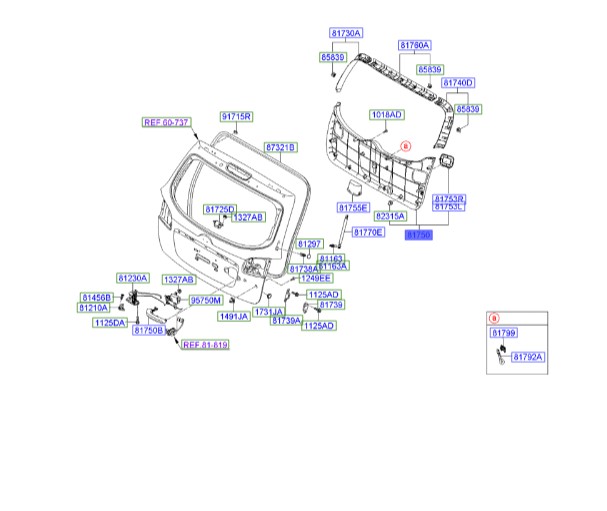 قاب در پشت هیوندای سانتافه   Hyundai/KIA Genuine Parts – MOBIS    817502B000WK