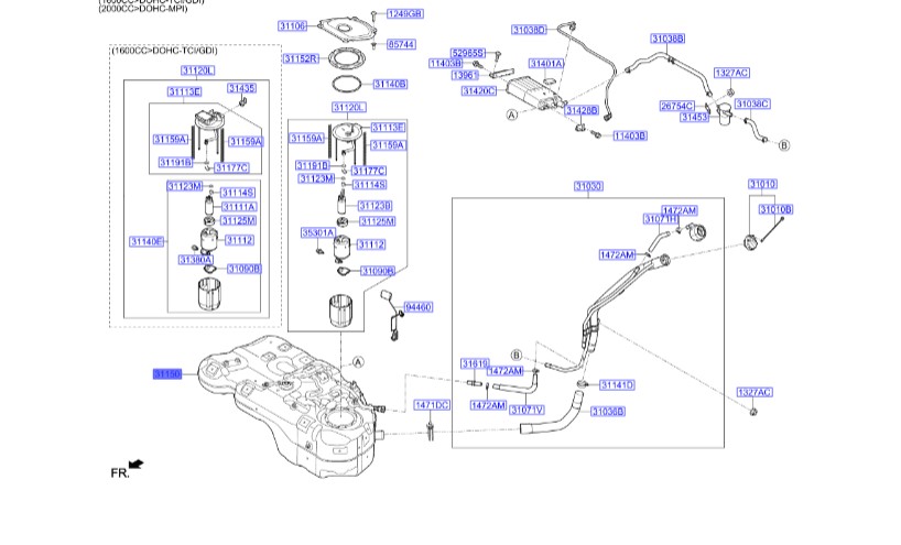 باک بنزین توسان هیوندای Genuine Parts | 31150D3050
