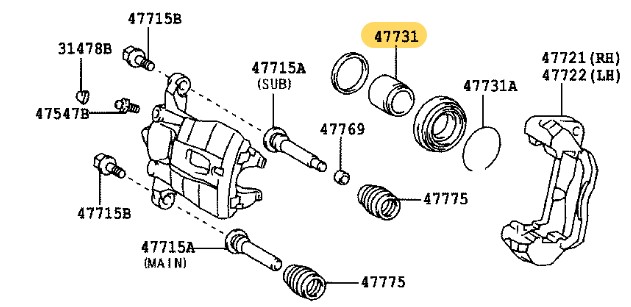 پیستون سیلندر چرخ لکسوس RX350 4773128080