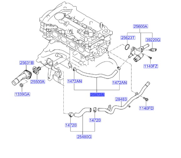 شلنگ ورودی آب توسان Hyundai/KIA Genuine Parts – MOBIS   254722E000 