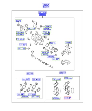 سیلندر ترمز عقب راست هیوندای آوانته  Hyundai/KIA Genuine Parts – MOBIS   583112DA20
