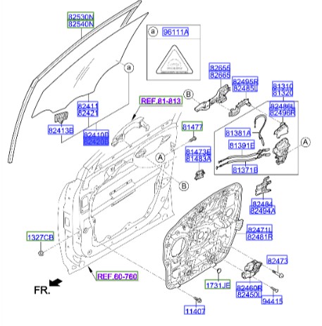 شیشه درب جلو راست سانتافه  Hyundai/KIA Genuine Parts – MOBIS   824202W030 