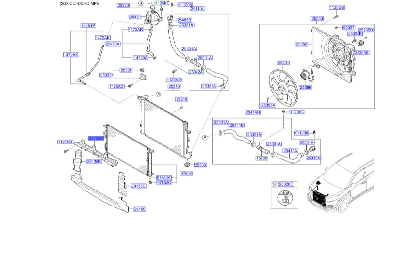 بادگیر بالای رادیاتور توسان هیوندای Genuine Parts | 29135D3500