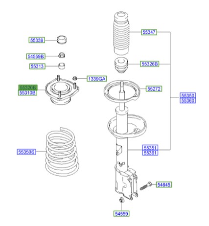 توپی سر کمک عقب راست کوپه  Hyundai/KIA Genuine Parts – MOBIS   553202D000