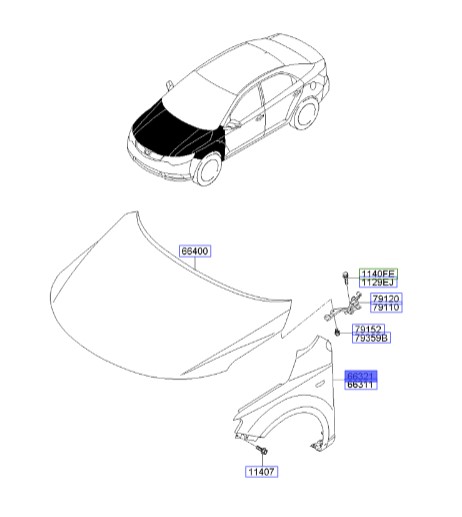 گلگیر جلو راست سراتو 2010 | 663211M040 | Hyundai/KIA Genuine Parts – MOBIS