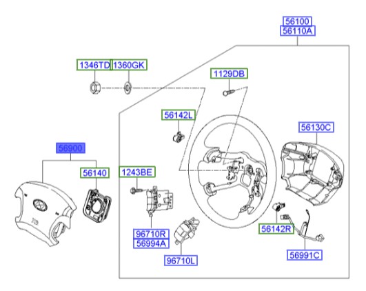 ایربگ فرمان آزرا  Hyundai/KIA Genuine Parts – MOBIS 569003L100 