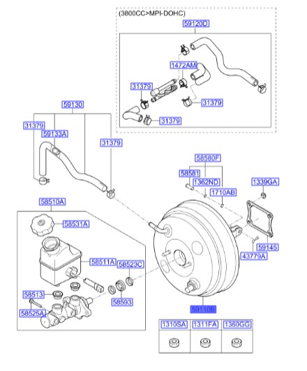 بوستر ترمز هیوندای  Hyundai/KIA Genuine Parts – MOBIS IX55  591103J320