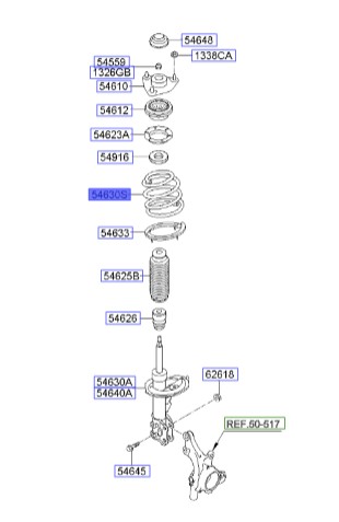 فنر لول جلو سراتو 2010 | Hyundai/KIA Genuine Parts | سراتو مدل 2010 سایپایی و وارداتی  546301M526DS