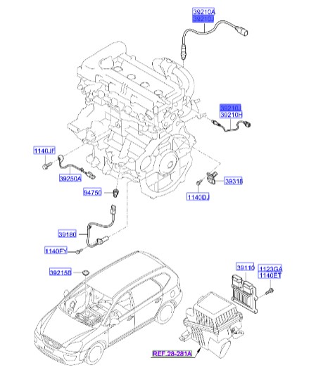 سنسور اکسیژن سراتو | Hyundai/KIA Genuine Parts | اکسنت – النترا – i30 -ولستر – کارنز–سراتو– ریو–سول  392102B320