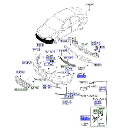 قاب مه شکن سپر جلو راست سراتو 2007 | Hyundai/KIA Genuine Parts | سراتو مدل 2007 تا 2009 865642F500 