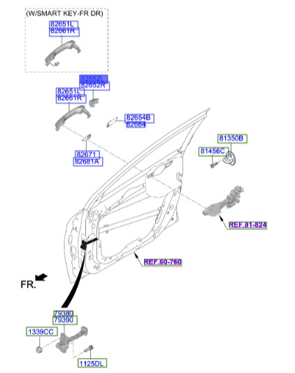 شاسی دستگیره عقب چپ النترا  Hyundai/KIA Genuine Parts – MOBIS  82652F2040