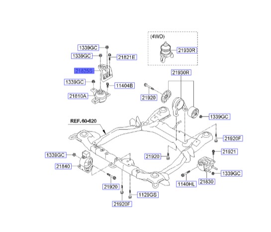 نگهدارنده دسته موتور راست سورنتو | Hyundai/KIA Genuine Parts | سورنتو XM مدل 2010 تا 2014 – سانتافه CM مدل 2008 تا 2013